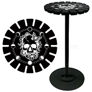 Wooden Wheel, Wooden Display Shelf, Black Holder Stand, Rustic Divination Pendulum Storage Rack, Witch Stuff, Skull, 120x10mm, Hole: 20mm(DJEW-WH0047-040)