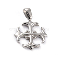 304 Stainless Steel Pendant, Fleur De Lis, Stainless Steel Color, 22x19.5x2mm, Hole: 3x6mm(STAS-G246-05)