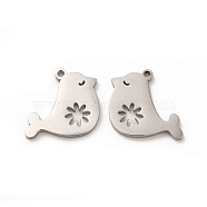304 Stainless Steel Pendants, Bird Charms, Stainless Steel Color, 15.5x19x1.4mm, Hole: 1.4mm(STAS-M089-34P)
