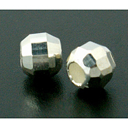 925 Sterling Silver Beads, Faceted, Round, Silver, 2mm, Hole: 1mm(X-STER-A010-12-01)