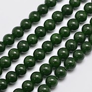 Natural & Dyed Malaysia Jade Bead Strands, Imitation Taiwan Jade, Round, Dark Olive Green, 8mm, Hole: 1.0mm, about 48pcs/strand, 15 inch(G-A146-8mm-A28)