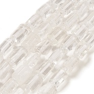Natural Quartz Crystal Beads Strands, Rock Crystal Beads, with Seed Beads, Faceted, Column, 5.5~7.5mm, Hole: 0.7mm, about 26~33pcs/strand, 15.67''~16.46''(39.8~41.8cm)(G-M403-B17)