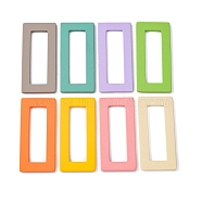 Spray Painted Acrylic Linking Ring, Rubberized Style, Rectangle, Mixed Color, 51x23.5x2.5mm(ACRP-S675-03)
