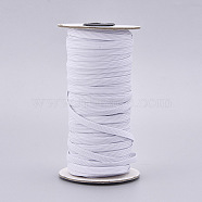 Flat Elastic Rubber Band, Webbing Garment Sewing Accessories, White, 6x0.5mm, about 50m/roll(EC-WH0013-03A)