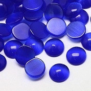 Cat Eye Cabochons, Half Round, Blue, 10x2~3mm(CE-J002-10mm-03)