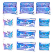 12Pcs 4 Style Laser Iridescent PVC Small Wallets, Coin Purse, for Earphones, Money, Rectangle, Clear AB, 6.5~13.45x9.4~20x0.8~3.9cm, 3pcs/style(AJEW-CP0005-51)