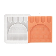 DIY Square with Rampart Pattern Candle Silicone Molds, for Candle MakingMaking, White, 13x11.8x2.75cm(DIY-G113-09B)