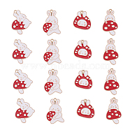 40Pcs 4 Styles Alloy Pendant, with Enamel, Rabbit with Mushroom, Red, 30x20x1.5mm, Hole: 2mm, 10pcs/style(PALLOY-CJ0001-170)
