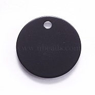 Aluminium Pendants, Pet Tag, Flat Round, Black, 25x1mm, Hole: 3mm(ALUM-WH0007-02C)