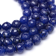 Natural White Jade Bead Strands, Dyed, Faceted, Round, Dark Blue, 6mm, Hole: 1mm, about 60pcs/strand, 14.06~14.45 inch(35.7~36.7cm)(G-R346-6mm-04)
