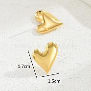 Luxury Metal Heart Design Ladies Earrings for Daily Wear, Real 18K Gold Plated, 15x17mm(WN2604)