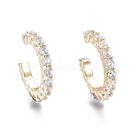 Brass Micro Pave Clear Cubic Zirconia Cuff Earrings, Golden, 15x14x2mm, Inner Diameter: 10.2mm(EJEW-I249-14G)