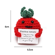 Funny Positive Tomato Doll, Wool Knitting Doll with Positive Card, for Office Desk Decoration Gift, Red, 60x65mm(PW-WG36944-01)