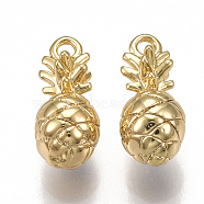 Brass Charms, Pineapple, Nickel Free, Real 18K Gold Plated, 12x5.5mm, Hole: 1mm(X-KK-T038-137G)