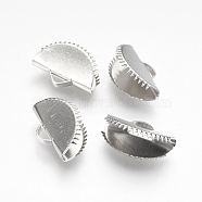 Iron Ribbon Crimp Ends, Fan, Platinum, 10x15mm, Hole: 1.5x3mm(IFIN-I026-02P-B)