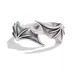 Wing Alloy Cuff Rings, Antique Silver, Inner Diameter: Adjustable(FS-WGBC213-02)