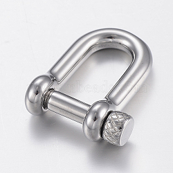 304 Stainless Steel D-Ring Anchor Shackle Clasps, For Bracelets Making, Stainless Steel Color, 26x20x7.5mm, Inner: 16.5x8.5mm(STAS-H447-02P)