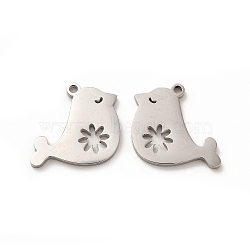 Non-Tarnish 304 Stainless Steel Pendants, Bird Charms, Stainless Steel Color, 15.5x19x1.4mm, Hole: 1.4mm(STAS-M089-34P)