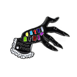 Halloween Theme Enamel Pin, Alloy Brooch for Backpack Clothes, Hand, Black, 35x39mm(DARK-PW0001-107B)