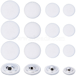 100Pcs 4 Styles 1-Hole Cloth Buttons, with Aluminum Findings, Flat Round, White, 12.5~20x7.5~8mm, Hole: 2~3mm, 25pcs/style(BUTT-CY0001-09A)