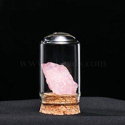 Natural Raw Rose Quartz Display Decoration, Reiki Energy Stone Cloche Bell Jar Ornaments, Arch, 30x55mm(G-PW0007-070C)