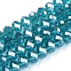 Electroplate Glass Beads Strands, Pearl Luster Plated, Faceted, Rondelle, Steel Blue, 2.9~3.3x2mm, Hole: 0.8mm, about 145~150pcs/strand, 34~35cm(EGLA-A034-T2mm-A33)