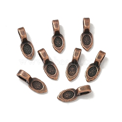 Tibetan Style Pendant Bails, Lead Free , Glue-on Bail, Red Copper, 16mm long, 6mm wide, 5mm thick, Hole: 3mm(X-RAB3357Y)