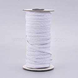 Flat Elastic Rubber Band, Webbing Garment Sewing Accessories, White, 6x0.5mm, about 50m/roll(EC-WH0013-03A)