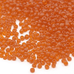 (Repacking Service Available) Glass Seed Beads, Transparent, Round, OranGoe, 8/0, 3mm, Hole: 1mm, about 12G/bag(SEED-C013-3mm-9)