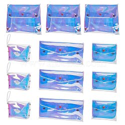 12Pcs 4 Style Laser Iridescent PVC Small Wallets, Coin Purse, for Earphones, Money, Rectangle, Clear AB, 6.5~13.45x9.4~20x0.8~3.9cm, 3pcs/style(AJEW-CP0005-51)