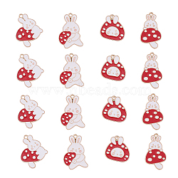 40Pcs 4 Styles Alloy Pendant, with Enamel, Rabbit with Mushroom, Red, 30x20x1.5mm, Hole: 2mm, 10pcs/style(PALLOY-CJ0001-170)