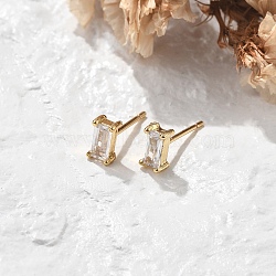 Brass Micro Pave Clear Cubic Zirconia Stud Earrings, Lead Free & Cadmium Free, Long-Lasting Plated, Rack Plating, Real 18K Gold Plated, 6x3.5mm(EJEW-R016-01G-03)