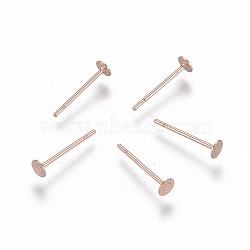 304 Stainless Steel Stud Earring Findings, Flat Round, Rose Gold, 3x0.3mm, Pin: 0.7mm(STAS-H436-24RG-3mm)