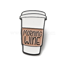 Creative Coffee Enamel Pins, Black Alloy Brooch for Backpack Clothes, White, 30x18x1.5mm(JEWB-P030-K03)