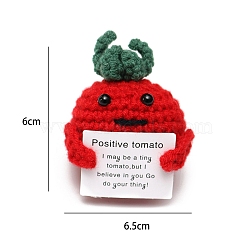 Funny Positive Tomato Doll, Wool Knitting Doll with Positive Card, for Office Desk Decoration Gift, Red, 60x65mm(PW-WG36944-01)