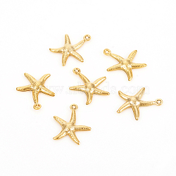 304 Stainless Steel Pendants, Starfish, Golden, 17.5x15.5x2mm, Hole: 1mm(STAS-I149-04G)