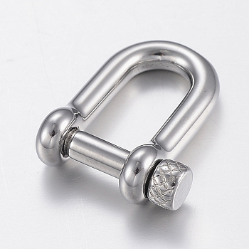 304 Stainless Steel D-Ring Anchor Shackle Clasps, For Bracelets Making, Stainless Steel Color, 26x20x7.5mm, Inner: 16.5x8.5mm