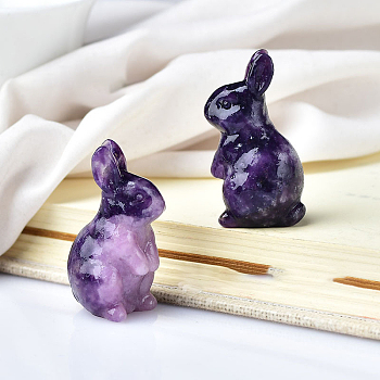 Natural Lepidolite/Purple Home Display Decorations, 3D Rabbit, 22x40mm