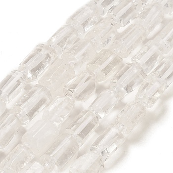 Natural Quartz Crystal Beads Strands, Rock Crystal Beads, with Seed Beads, Faceted, Column, 5.5~7.5mm, Hole: 0.7mm, about 26~33pcs/strand, 15.67''~16.46''(39.8~41.8cm)