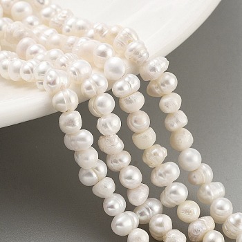 Natural Cultured Freshwater Pearl Beads Strands, Potato, Old Lace, 3.8~4.2mm, Hole: 0.6mm, about 43pcs/strand, 6.50 inch(16.5cm)