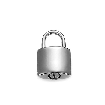 Openable Stainless Steel Memorial Urn Ashes Pendants, Padlock, Stainless Steel Color, 19x12mm