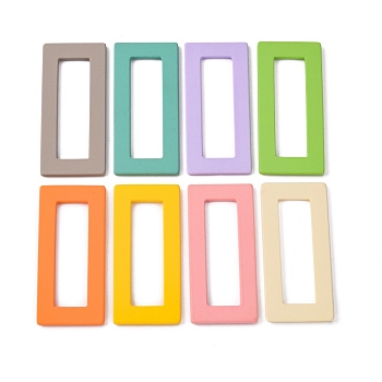 Spray Painted Acrylic Linking Ring, Rubberized Style, Rectangle, Mixed Color, 51x23.5x2.5mm