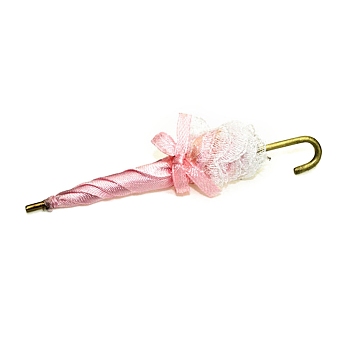 Miniature Scene Model, Dollhouse Accessories Mini Umbrella, Pearl Pink, 85x10mm