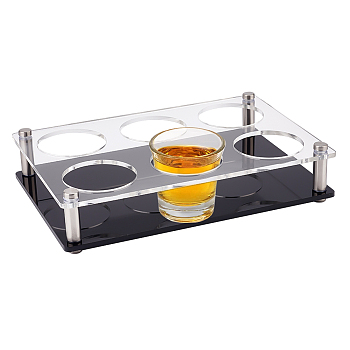 Glitter 6-Hole Acrylic Shot Glasses Holders, Round Beer Wine Glasses Organizer Rack for Family Party Bar Pub, Round Pattern, Finished Product: 240x160x52mm