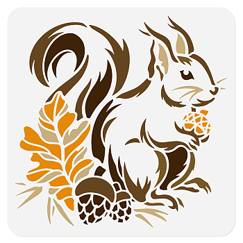 PET Hollow Out Drawing Painting Stencils, for DIY Scrapbook, Photo Album, Squirrel, 300x300mm