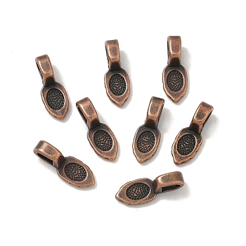 Tibetan Style Pendant Bails, Lead Free , Glue-on Bail, Red Copper, 16mm long, 6mm wide, 5mm thick, Hole: 3mm