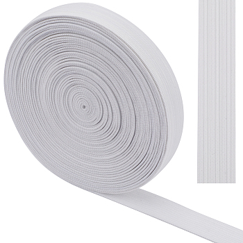 10 Yards Polyester Non-slip Elastic Cord, Flat, White, 20mm