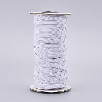 Flat Elastic Rubber Band, Webbing Garment Sewing Accessories, White, 6x0.5mm, about 50m/roll