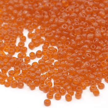 (Repacking Service Available) Glass Seed Beads, Transparent, Round, OranGoe, 8/0, 3mm, Hole: 1mm, about 12G/bag