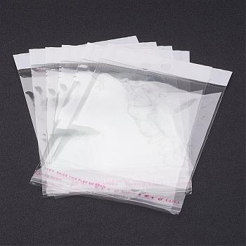 Pearl Film Cellophane Bags, OPP Material, Self-Adhesive Sealing, with Hang Hole, Clear, 15x10cm, Unilateral Thickness: 0.023mm, Inner Measure: 10x10cm